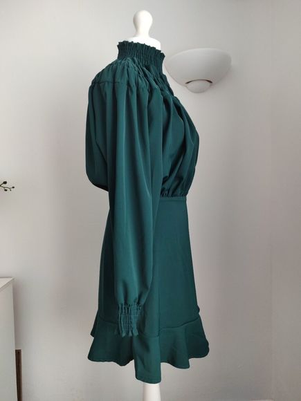 Ax Paris Teal Shirring Neck Skater Dress size 10 - Picture 7 of 7